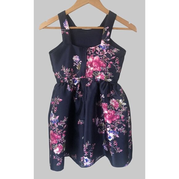 NWT Crystal Doll Floral Sleeveless Dress Girls 12 Navy Formal Easter Dance - Picture 2 of 10